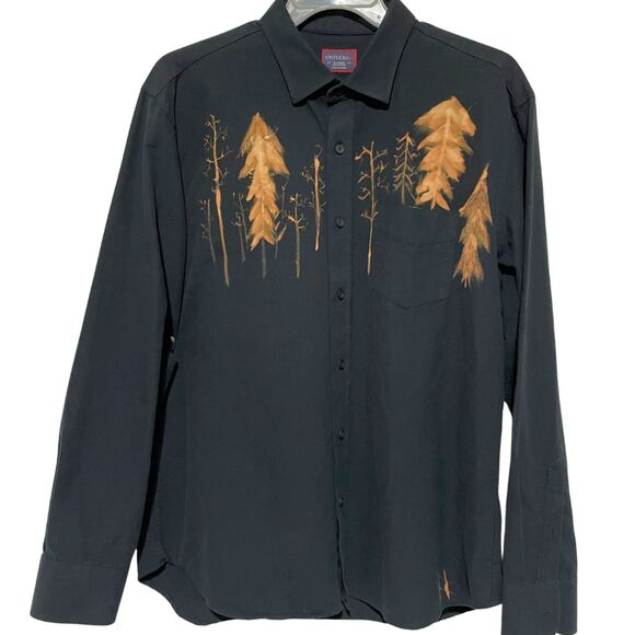 Bleach Painted Trees Landscape Upcycled UNTUCKit Long Sleeve Shirt - Picture 4 of 13